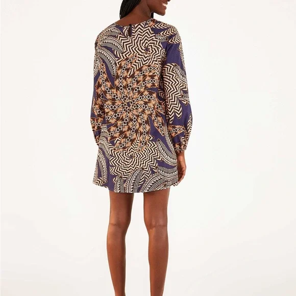 Farm Rio Yawanawa Vanahu Navy Organic Cotton Mini Dress Sz L - Picture 2 of 13